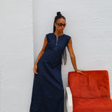 Denim Midi Zip Dress