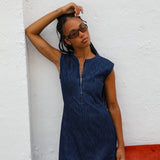 Denim Midi Zip Dress