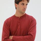 Long Vintage Button Sweatshirt Red