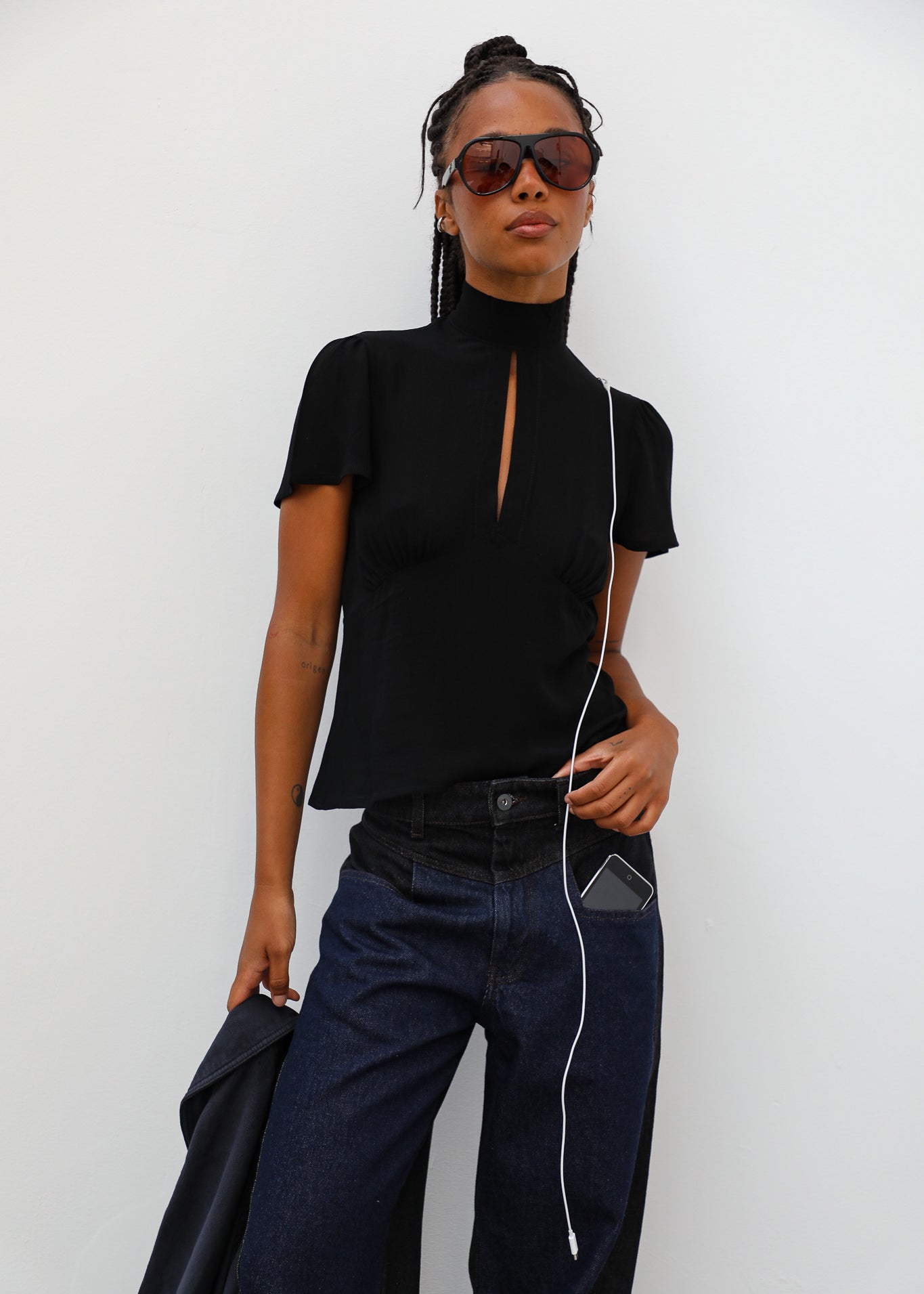blusa fluida negra elegante mujer