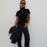Open Blouse Black