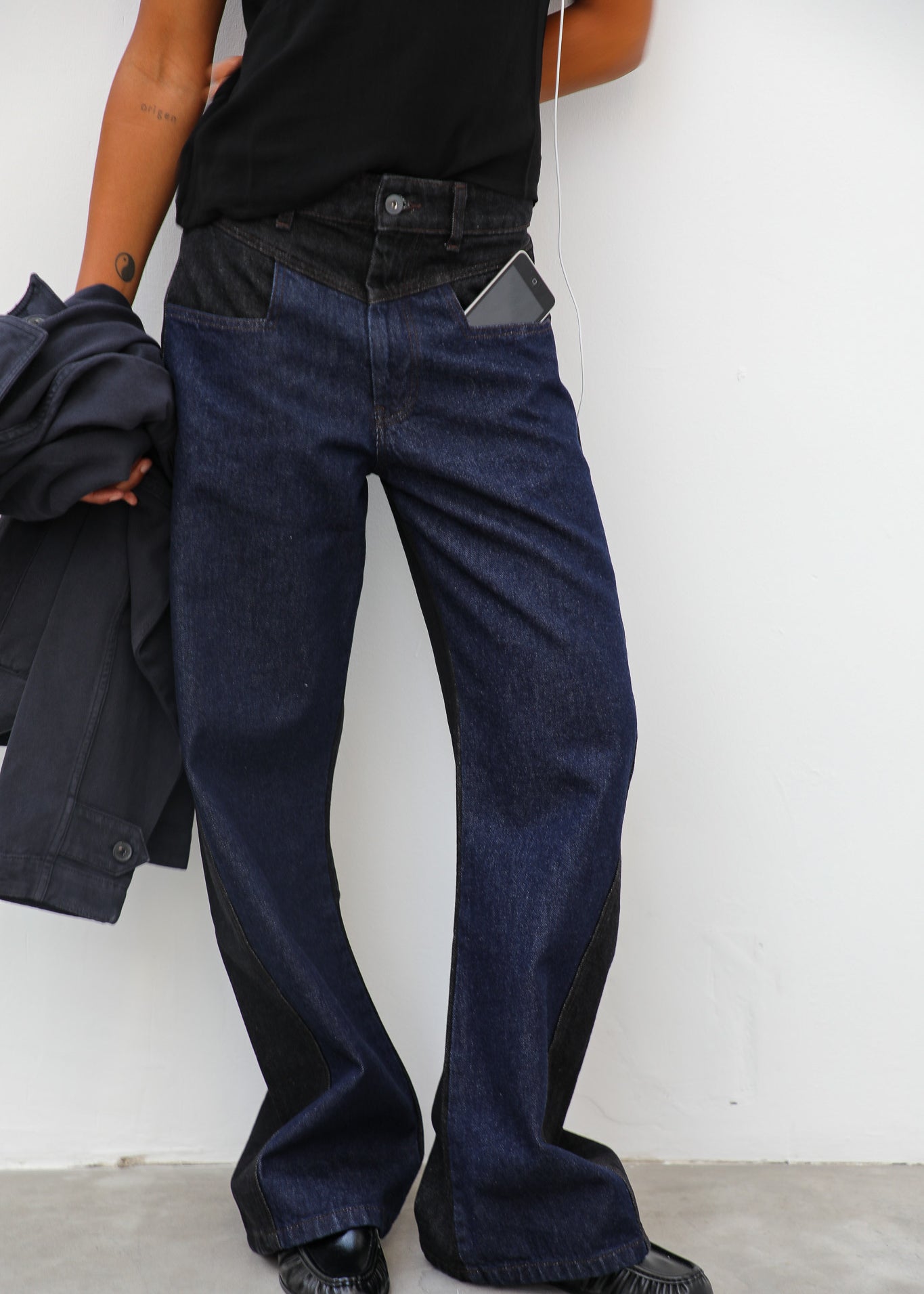 best seller pantalón doble tejido denim