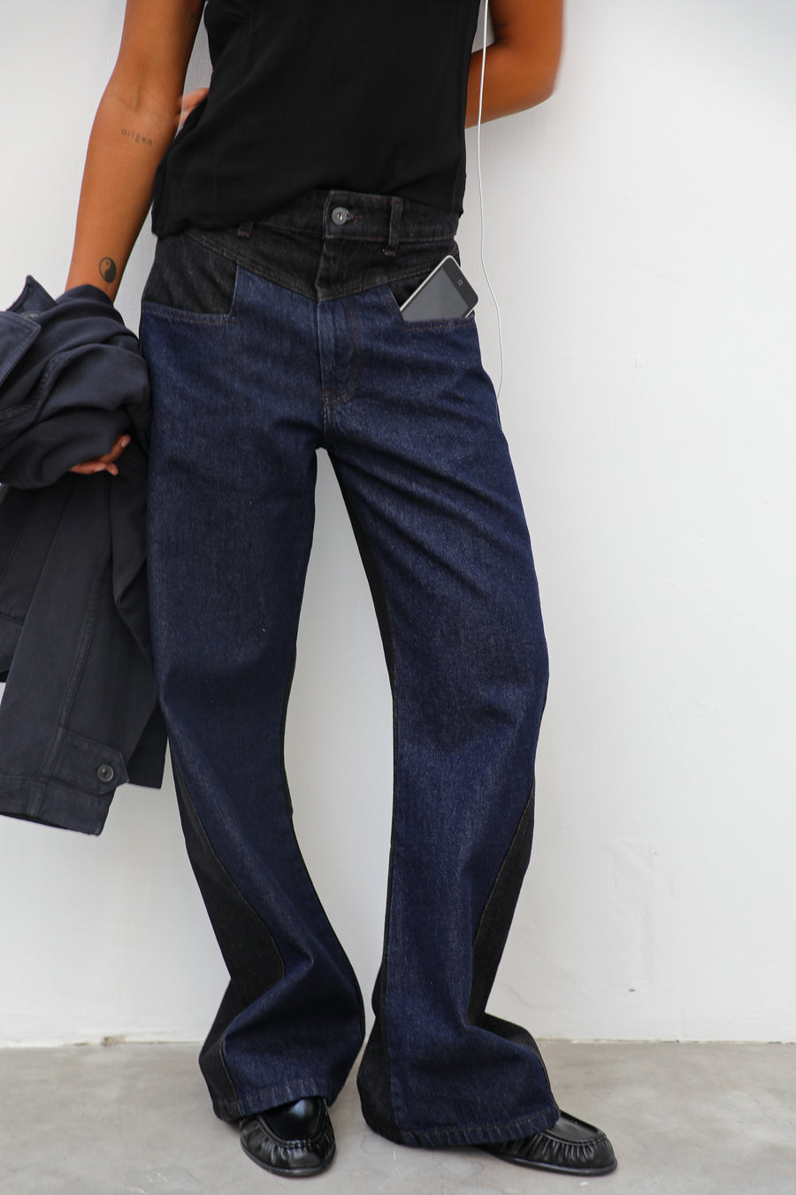 best seller pantalón doble tejido denim