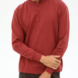 Long Vintage Button Sweatshirt Red