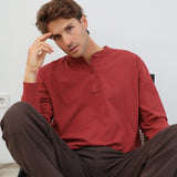 Long Vintage Button Sweatshirt Red