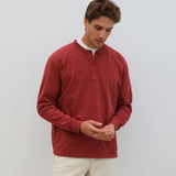 Long Vintage Button Sweatshirt Red
