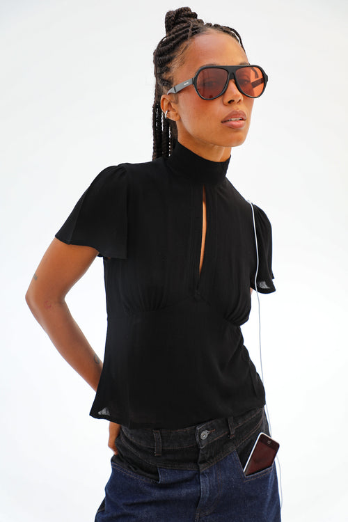 Open Blouse Black
