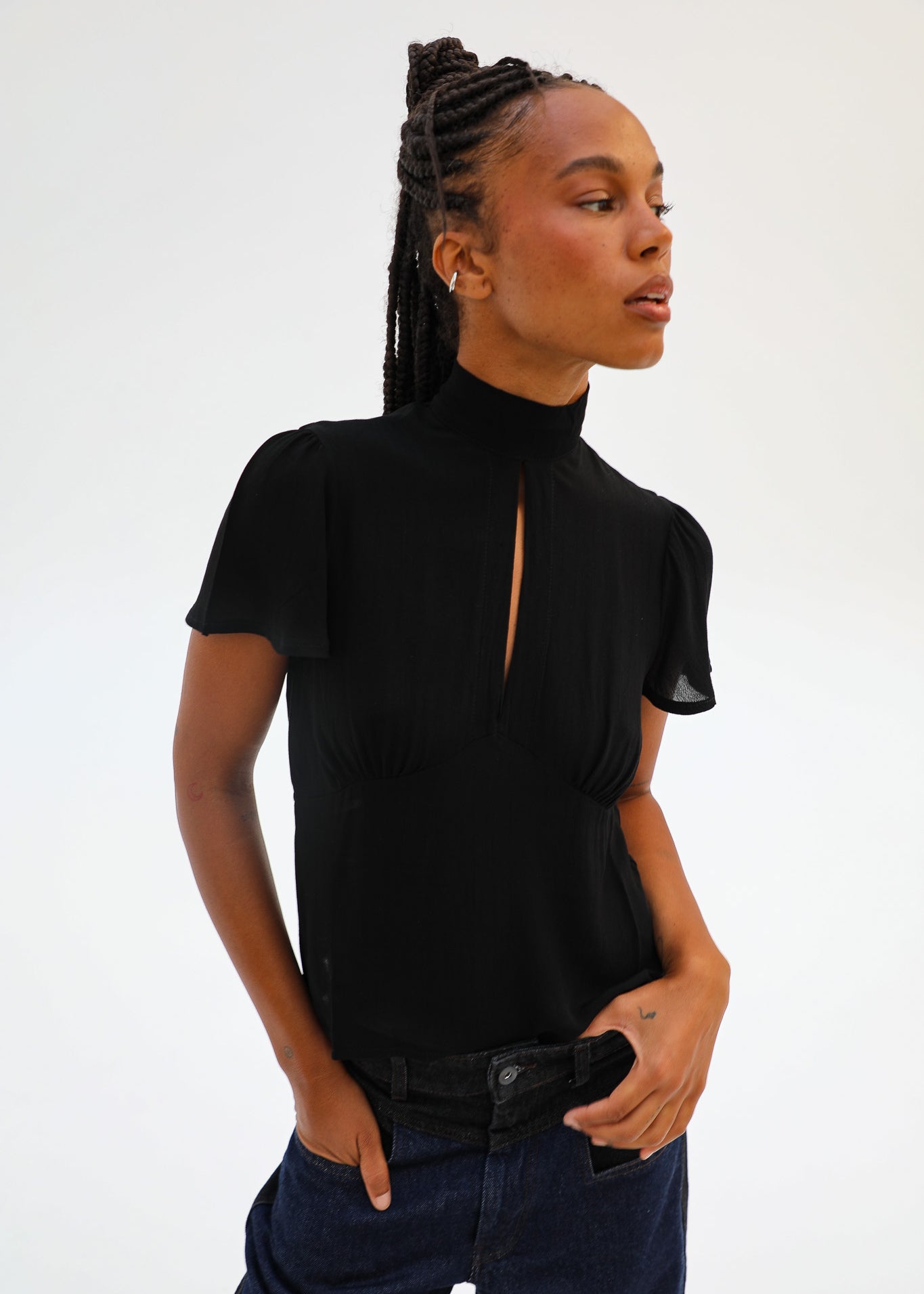 Open Blouse Black