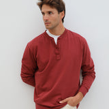Long Vintage Button Sweatshirt Red