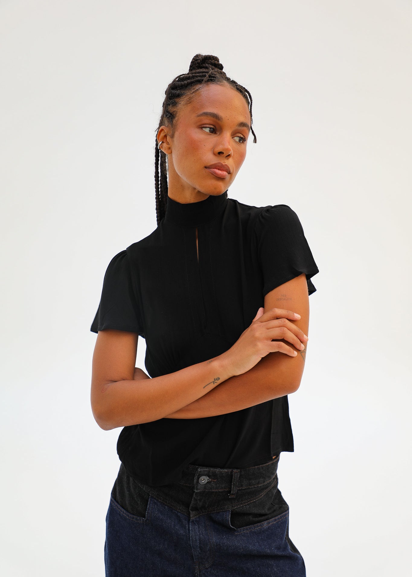 Open Blouse Black