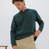 Long Vintage Button Sweatshirt Green