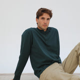 Long Vintage Button Sweatshirt Green