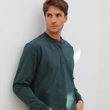Long Vintage Button Sweatshirt Green