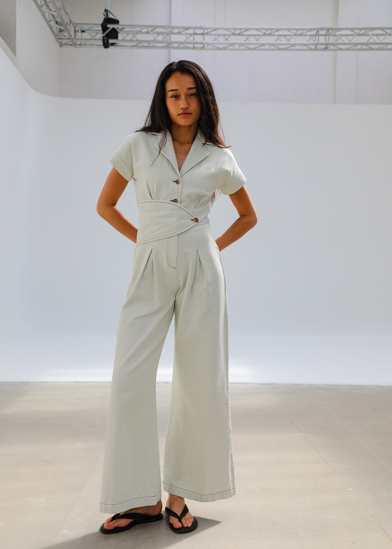 Buttons Romper Natural