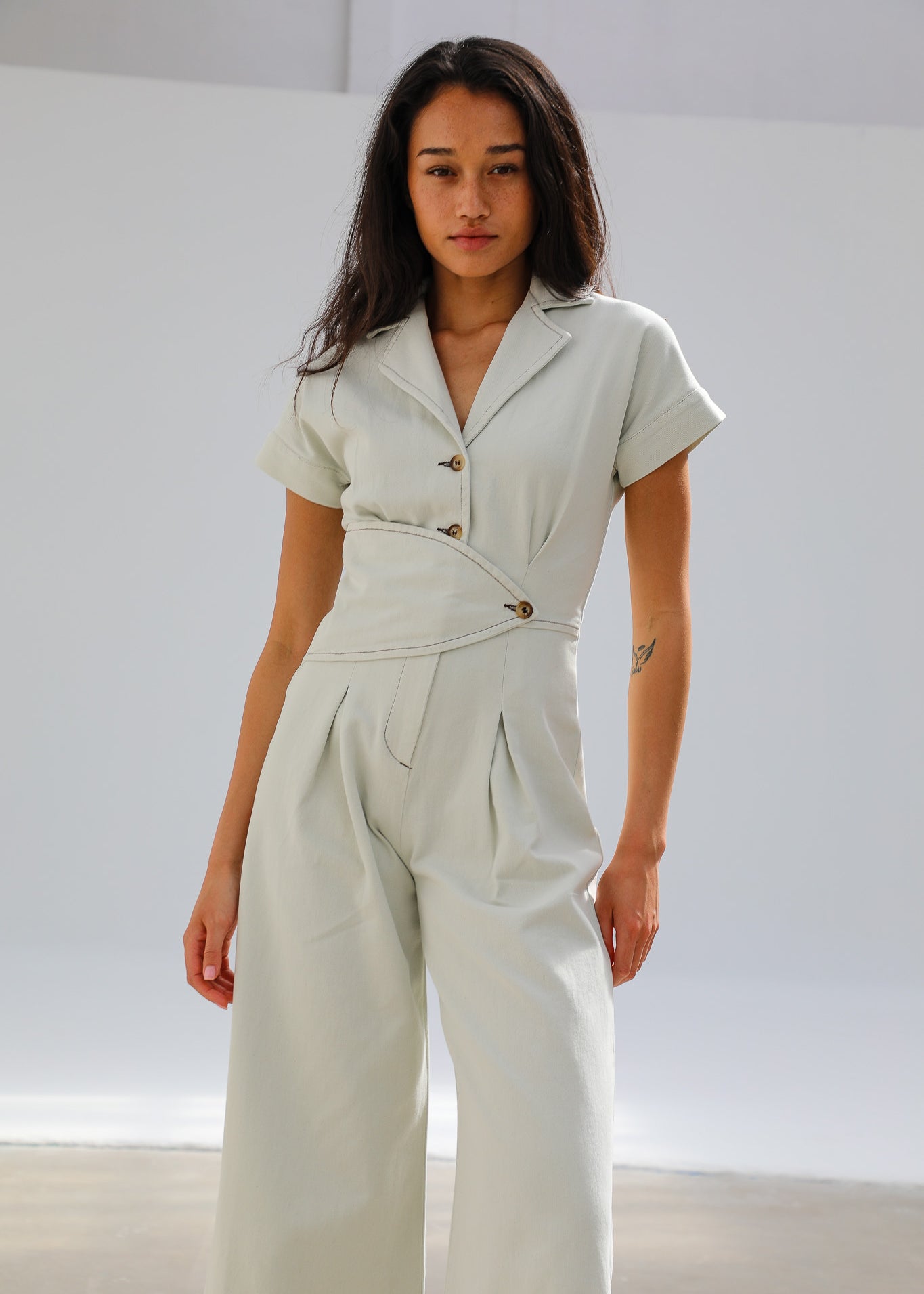 Buttons Romper Natural