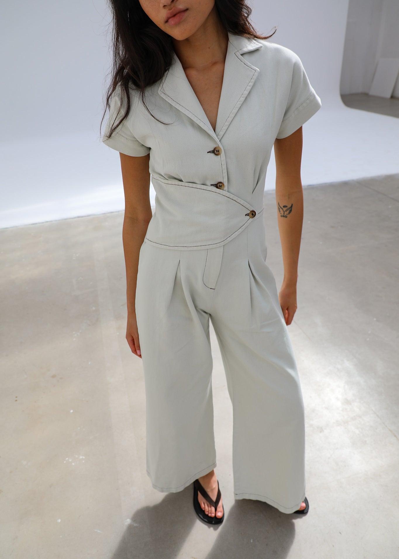 Buttons Romper Natural
