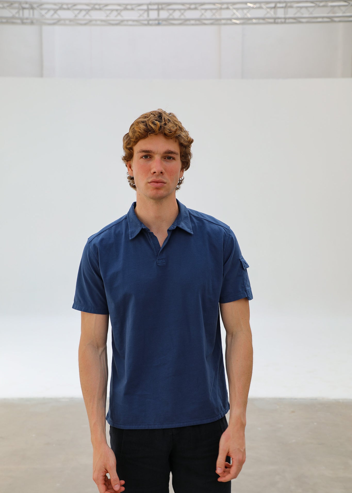 Short Modern Pocket Polo Blue