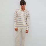 Stripes Polo Sweater Beige & White
