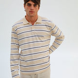 Stripes Polo Sweater Beige & White