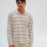 Stripes Polo Sweater Beige & White