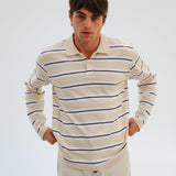 Stripes Polo Sweater Beige & White