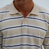 Stripes Polo Sweater Beige & White