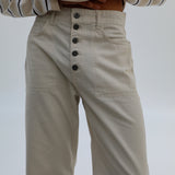 Retro Comfy Buttons Pants Beige