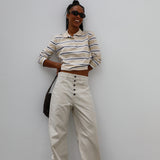 Stripes Polo Sweater Beige