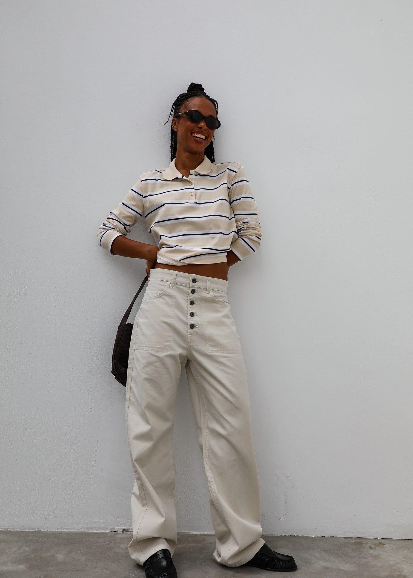 Stripes Polo Sweater Beige