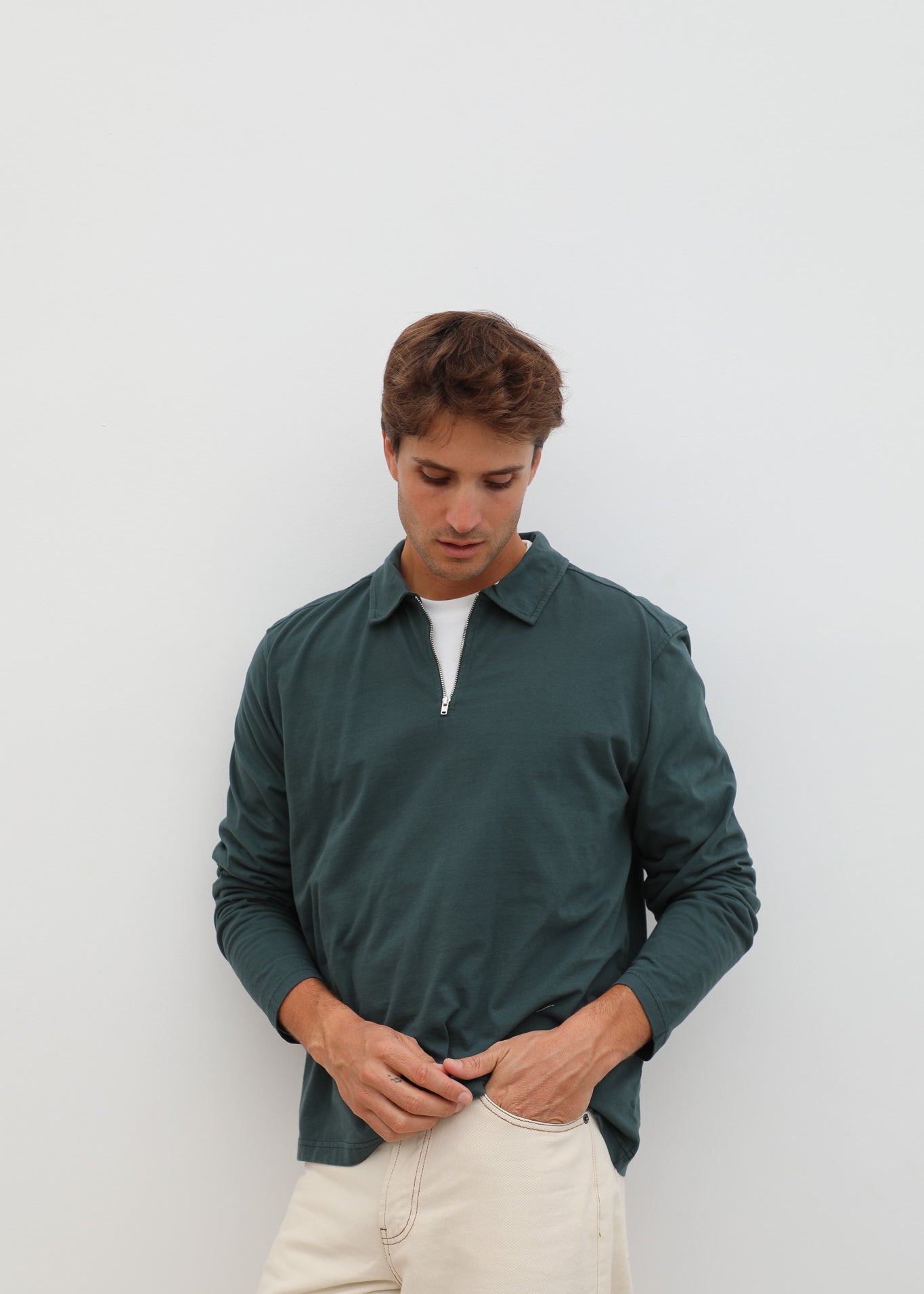 Zip Polo Dark Green
