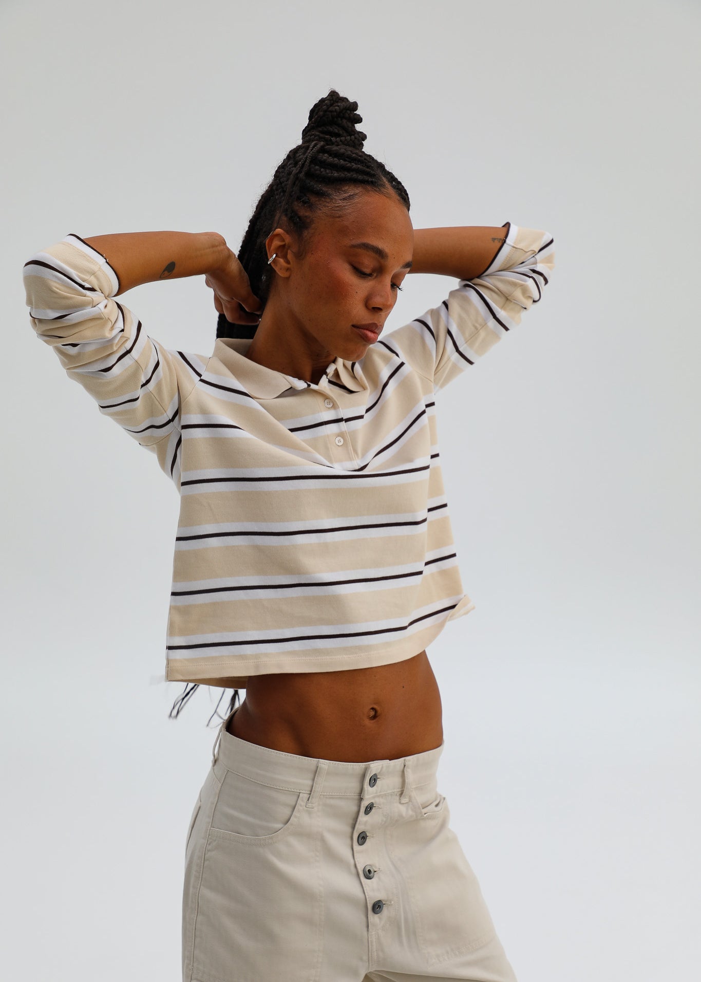 Stripes Polo Sweater Beige