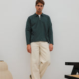 Zip Polo Dark Green