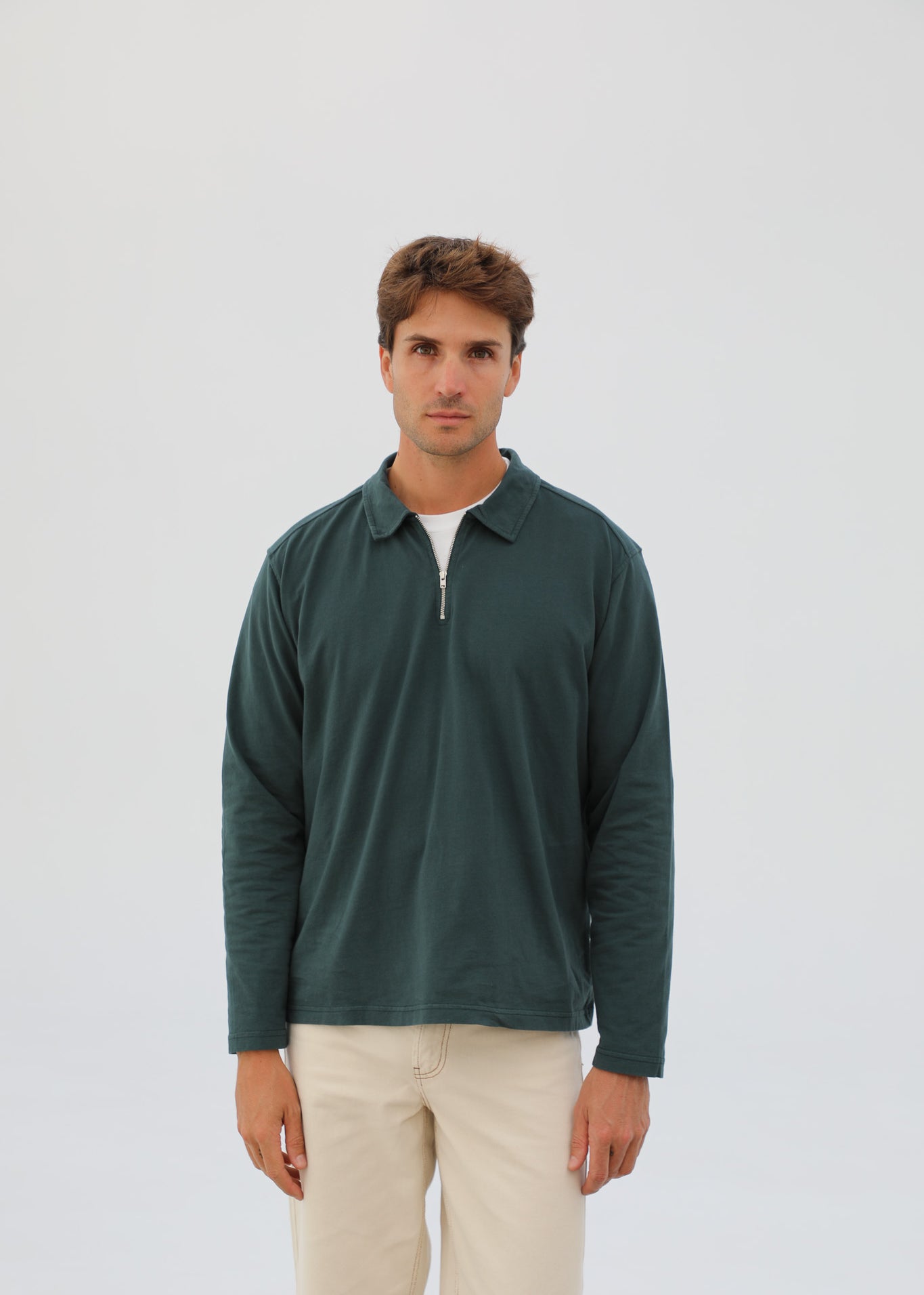 Zip Polo Dark Green
