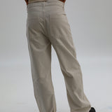 Retro Comfy Buttons Pants Beige