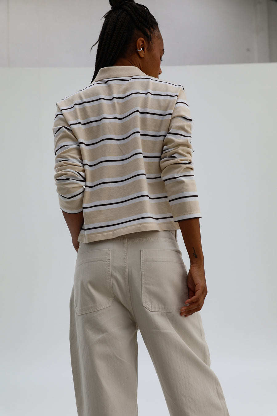 workwear, polo rayas pantalón oversize mujer