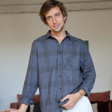 Square Shirt Blue And Grey