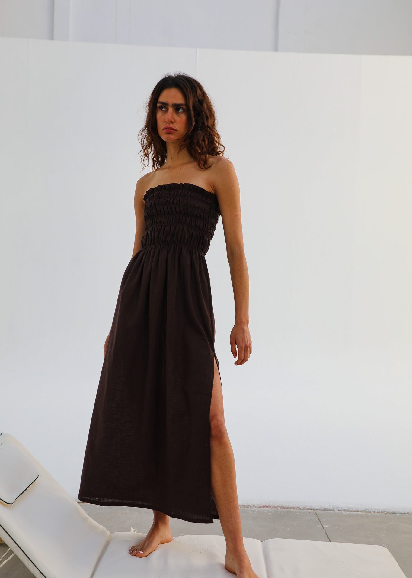 Comfy Linen Dress Brown