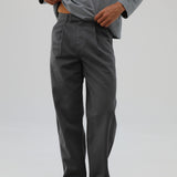 Crossed Pleated Pants Dark Grey