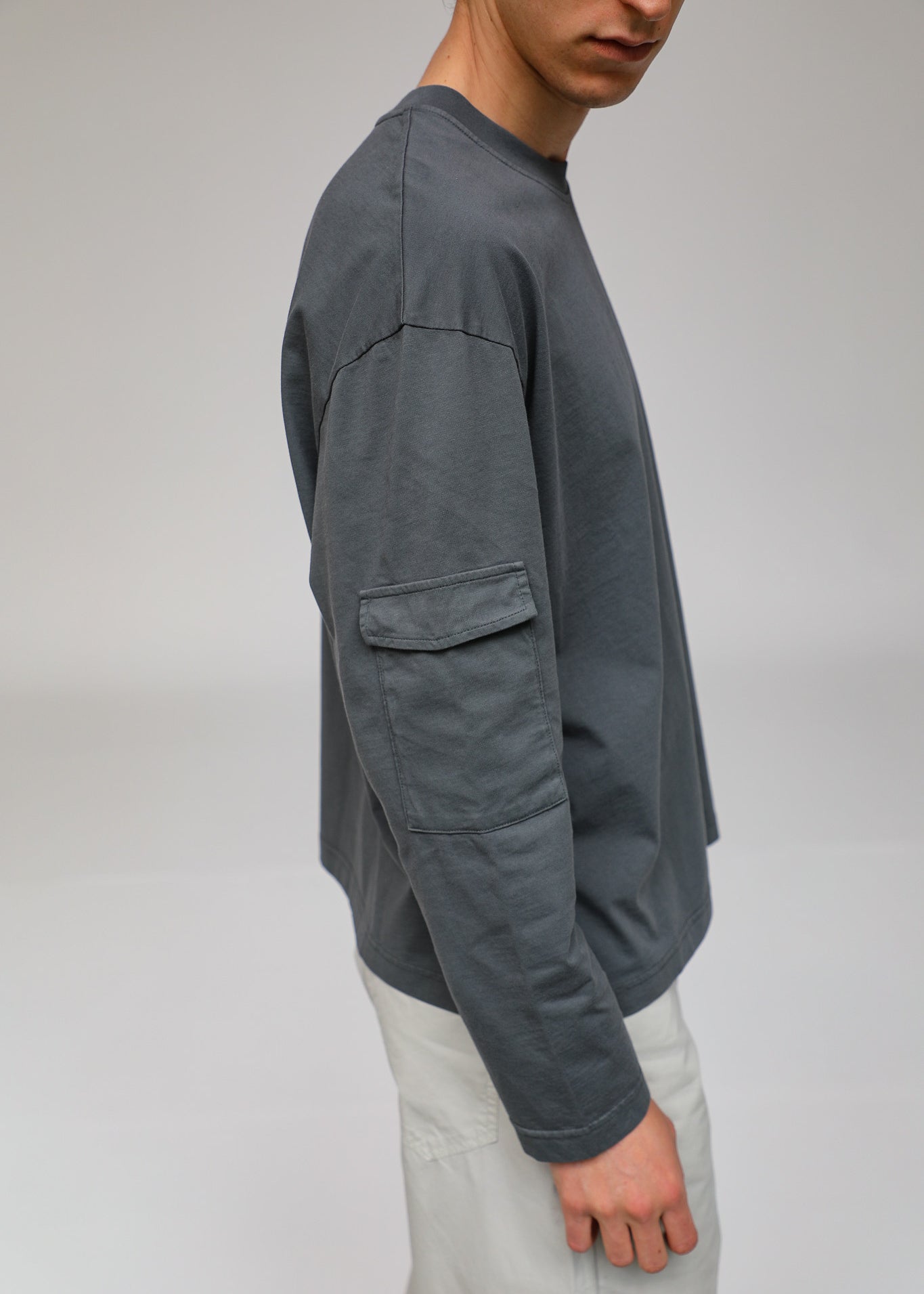 Long Modern Trendy Side Pocket T-Shirt Petrol