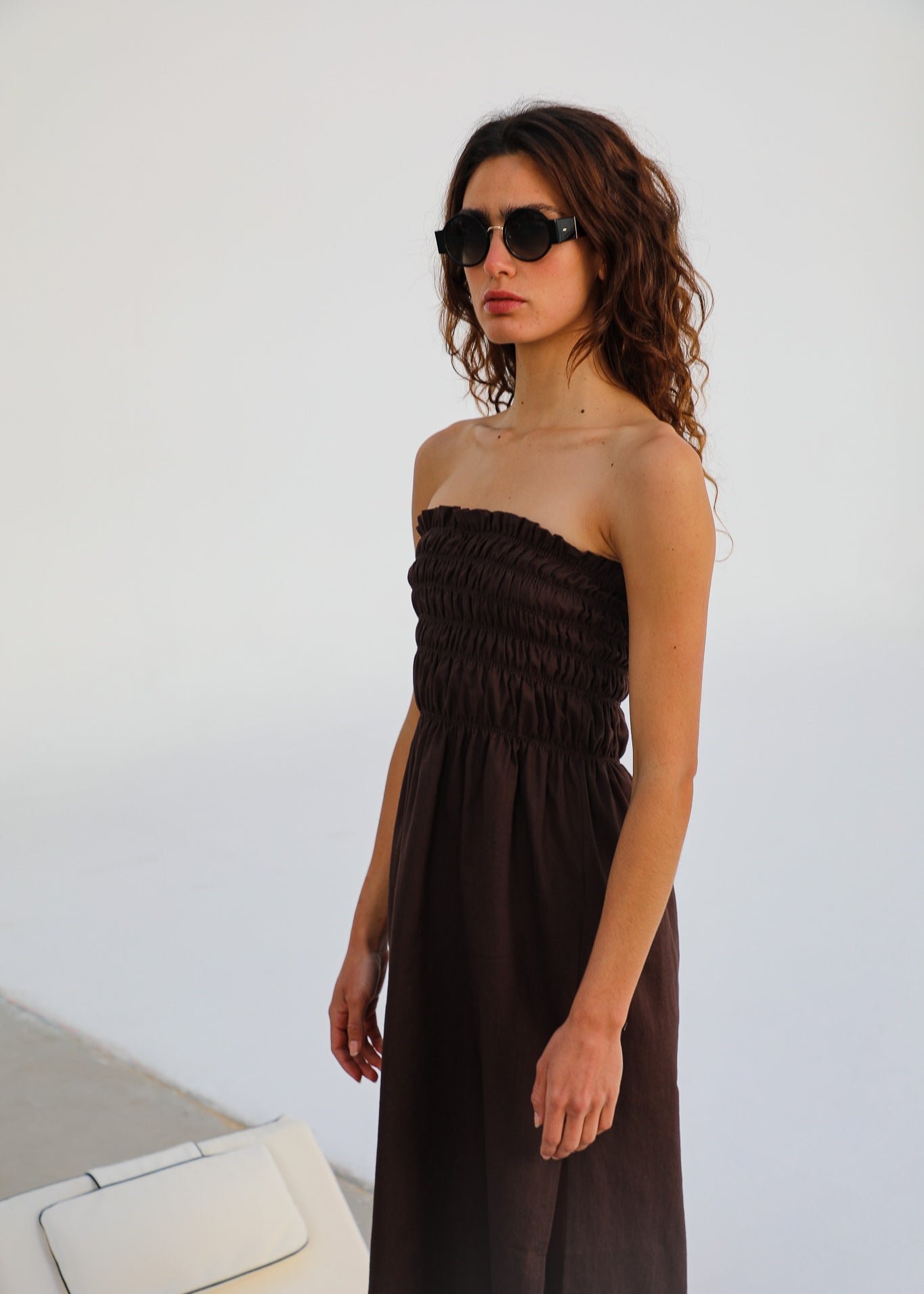 Comfy Linen Dress Brown