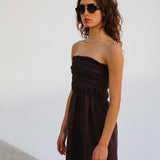 Comfy Linen Dress Brown