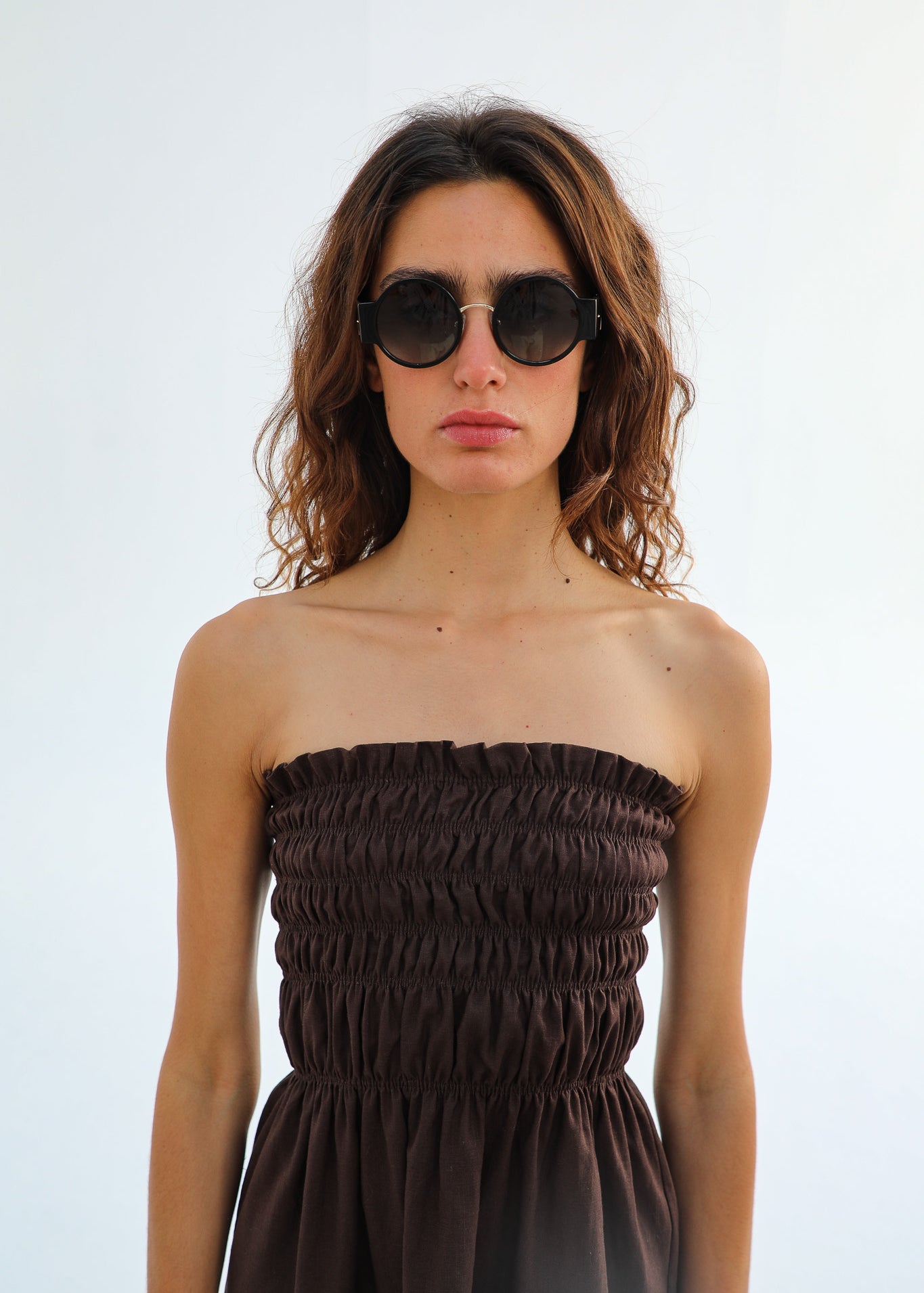 Comfy Linen Dress Brown