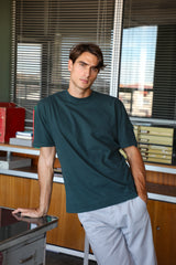 Soft Trendy Side Pocket T-shirt Dark Green