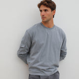 Long Pocket Modern Trendy T-Shirt Grey