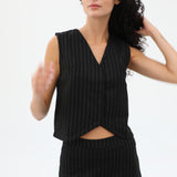 Diplomatic Stripes Vest Black & Grey