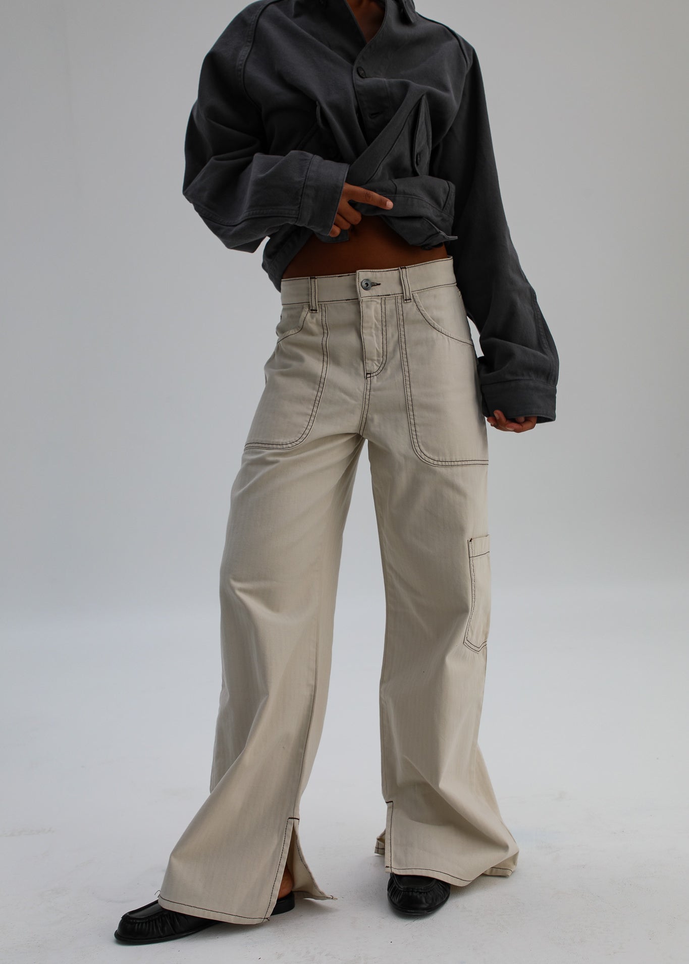 Seams Pocket Pants Beige