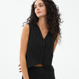 Diplomatic Stripes Vest Black & Grey