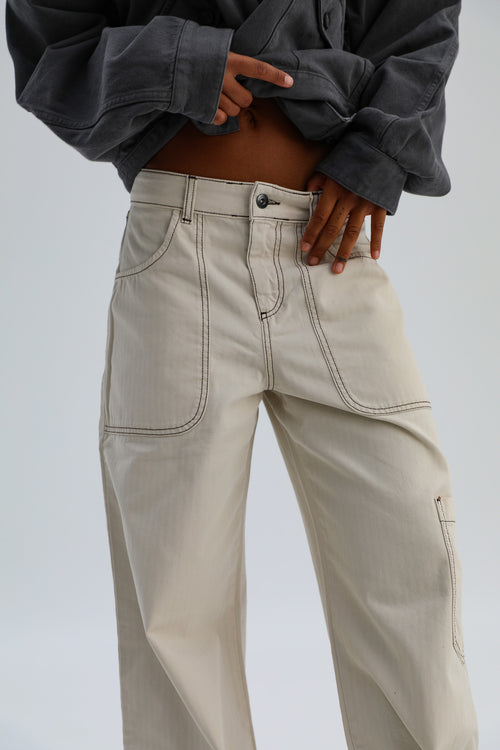 Seams Pocket Pants Beige