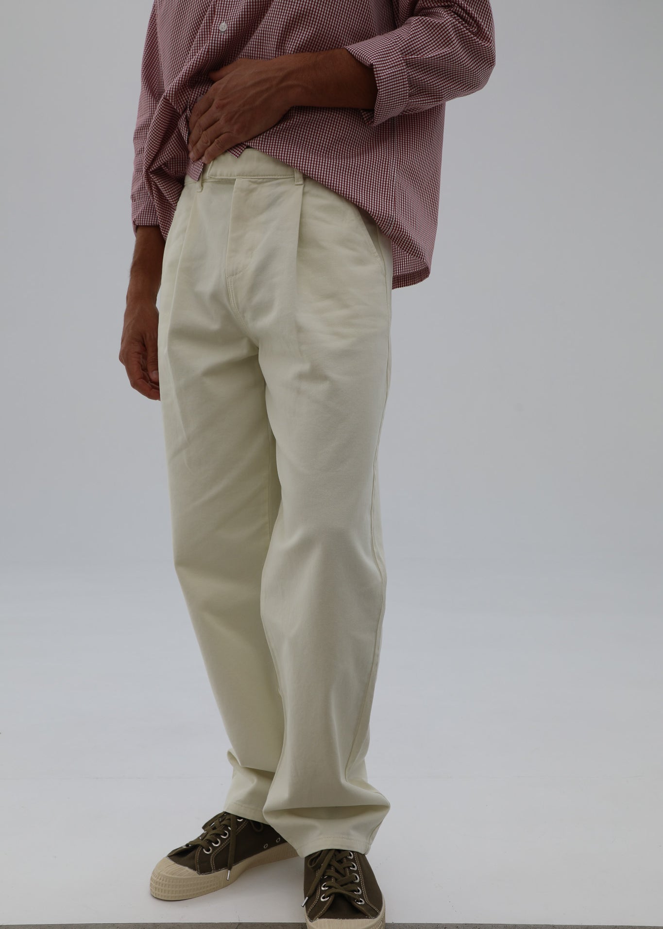 Crossed Pleated Pants Natural