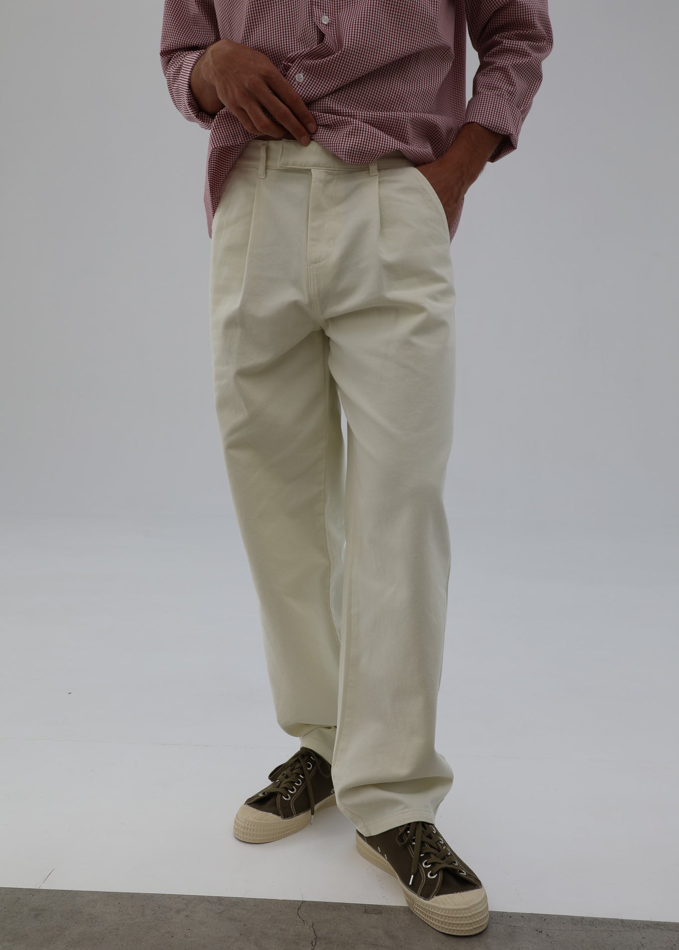 Crossed Pleated Pants Natural